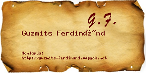 Guzmits Ferdinánd névjegykártya